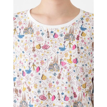 総柄プリントクルーネックTシャツ （ピンク系）｜詳細画像