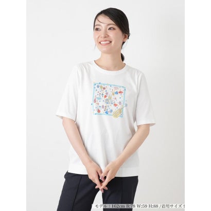 レリアン Leilian プリントクルーネックTシャツ （レッド系）｜詳細画像
