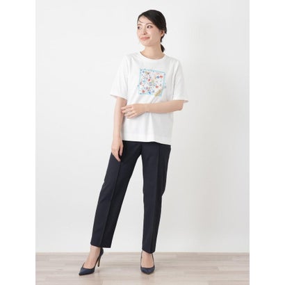 レリアン Leilian プリントクルーネックTシャツ （レッド系）｜詳細画像