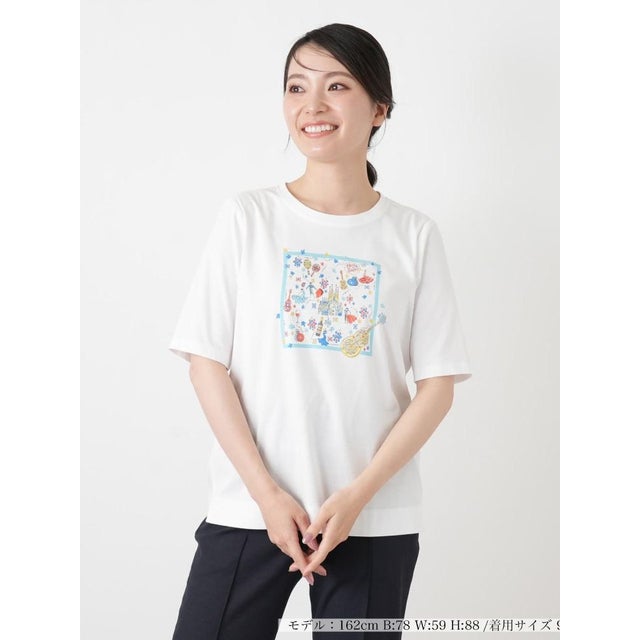 プリントクルーネックTシャツ （レッド系）