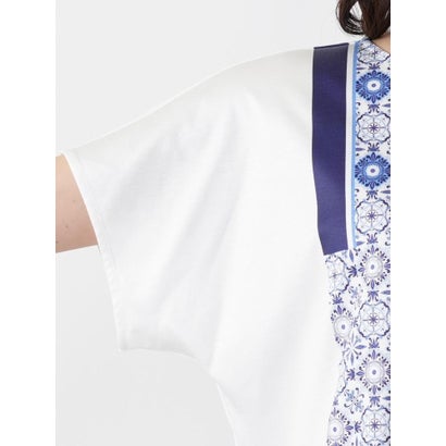 レリアン Leilian 幾何学柄切替Tシャツ【ROCHAS Premiere】 （ロイヤルブルー）｜詳細画像