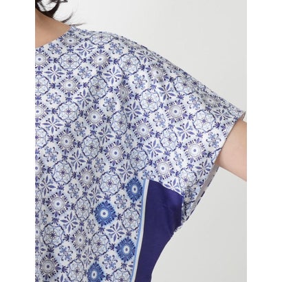 レリアン Leilian 幾何学柄切替Tシャツ【ROCHAS Premiere】 （ロイヤルブルー）｜詳細画像