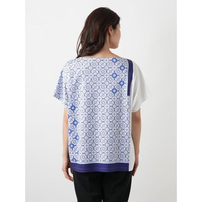 レリアン Leilian 幾何学柄切替Tシャツ【ROCHAS Premiere】 （ロイヤルブルー）｜詳細画像