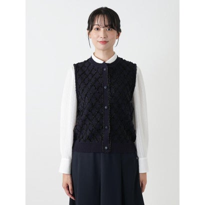 格子柄ニットベスト【ROCHAS Premiere】 （ネイビー）｜詳細画像