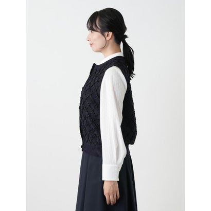 格子柄ニットベスト【ROCHAS Premiere】 （ネイビー）｜詳細画像