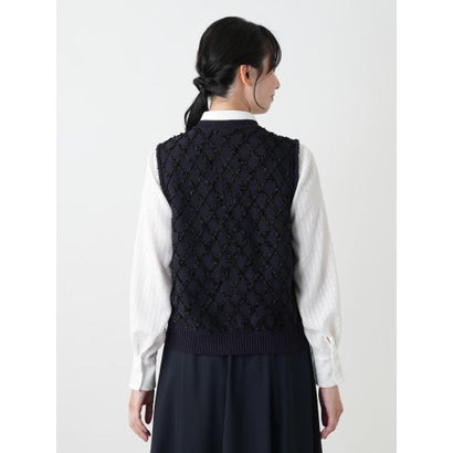 格子柄ニットベスト【ROCHAS Premiere】 （ネイビー）｜詳細画像