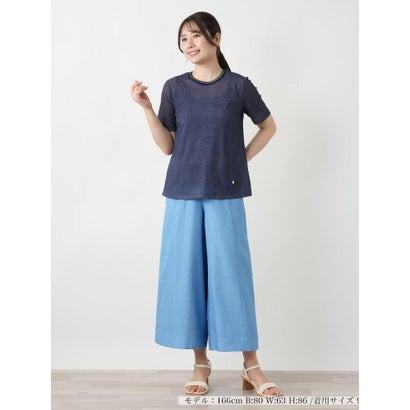 レリアン Leilian リブ切替Tシャツ （ネイビー系）｜詳細画像