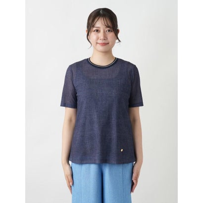 レリアン Leilian リブ切替Tシャツ （ネイビー系）｜詳細画像
