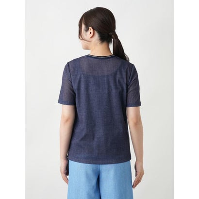 レリアン Leilian リブ切替Tシャツ （ネイビー系）｜詳細画像