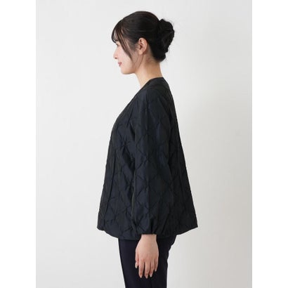 ジャカードノーカラージャケット【ROCHAS Premiere】 （ネイビー）｜詳細画像