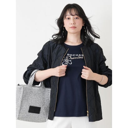 ジャカードノーカラージャケット【ROCHAS Premiere】 （ネイビー）｜詳細画像