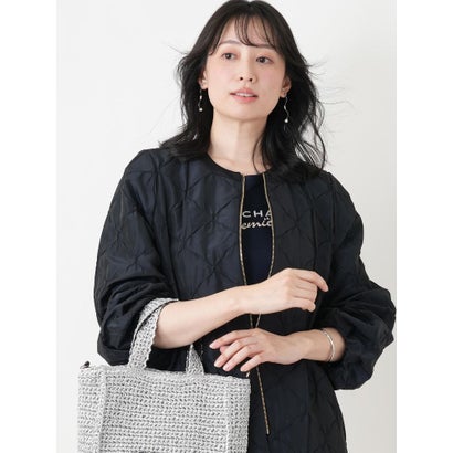 ジャカードノーカラージャケット【ROCHAS Premiere】 （ネイビー）｜詳細画像