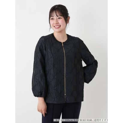 ジャカードノーカラージャケット【ROCHAS Premiere】 （ネイビー）｜詳細画像