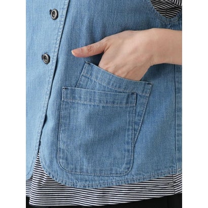 レリアン Leilian デニムベスト【L JEANS】 （コバルトブルー）｜詳細画像