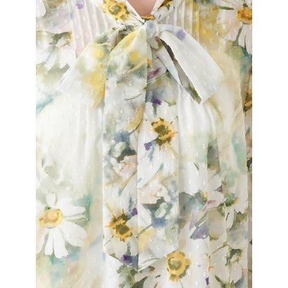 レリアン Leilian 花柄ボウタイブラウス【ROCHAS Premiere】 （グリーン）｜詳細画像