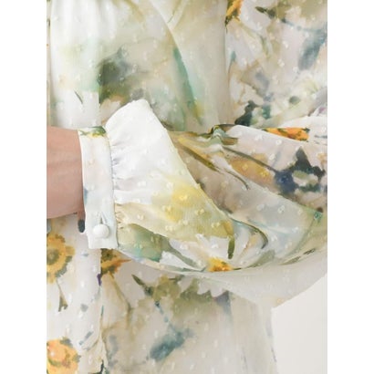レリアン Leilian 花柄ボウタイブラウス【ROCHAS Premiere】 （グリーン）｜詳細画像