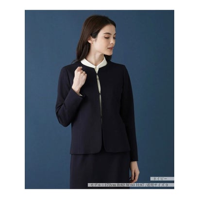 レリアン Leilian 【セットアップ対応商品】ノーカラージャケット （ネイビー）｜詳細画像