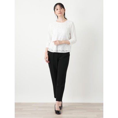 レース切替カットソー【Leilian WHITE LABEL】 （アイボリー）｜詳細画像