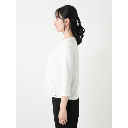 レース切替カットソー【Leilian WHITE LABEL】 （アイボリー）｜詳細画像