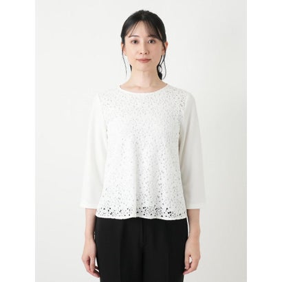 レース切替カットソー【Leilian WHITE LABEL】 （ネイビー）｜詳細画像