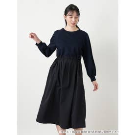 洗える異素材切替ドッキングワンピース【WHITE LABEL】 （ネイビー）