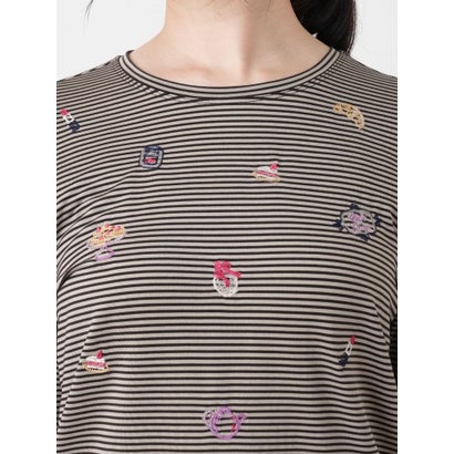 刺繍ボーダークルーネックカットソー （コバルトブルー）｜詳細画像