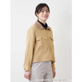 ニット切替ショートジャケット （キャメル系）