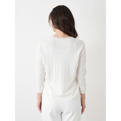 ラメVネック七分袖ニット【Leilian WHITE LABEL】 （ゴールド）｜詳細画像