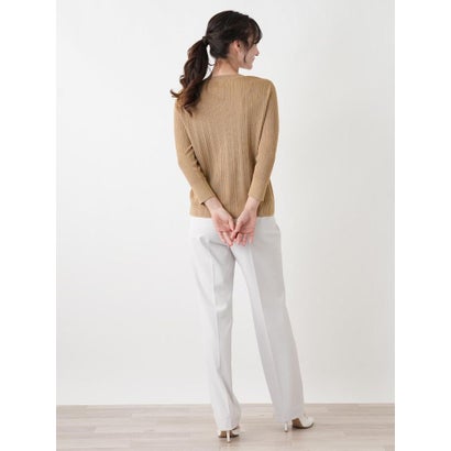 ラメVネック七分袖ニット【Leilian WHITE LABEL】 （アイボリー）｜詳細画像