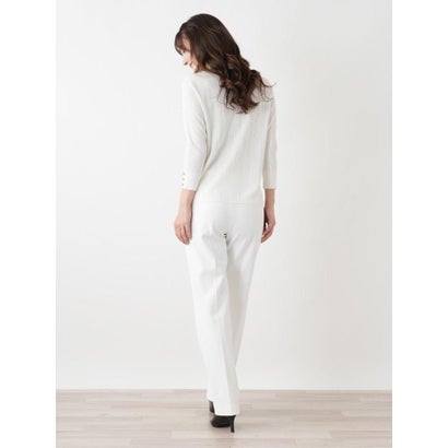 ラメVネック七分袖ニット【Leilian WHITE LABEL】 （アイボリー）｜詳細画像
