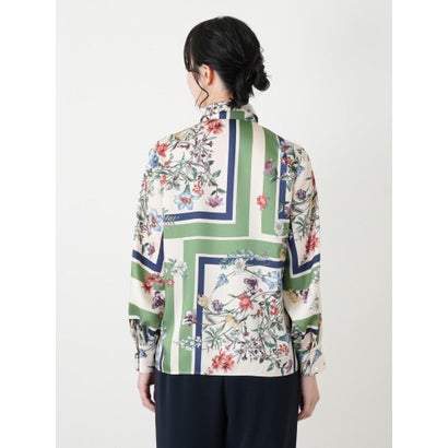 レリアン Leilian スカーフ柄ブラウス （ピーコックグリーン）｜詳細画像