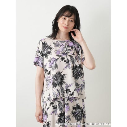 花柄クルーネックブラウス （ベージュ）｜詳細画像