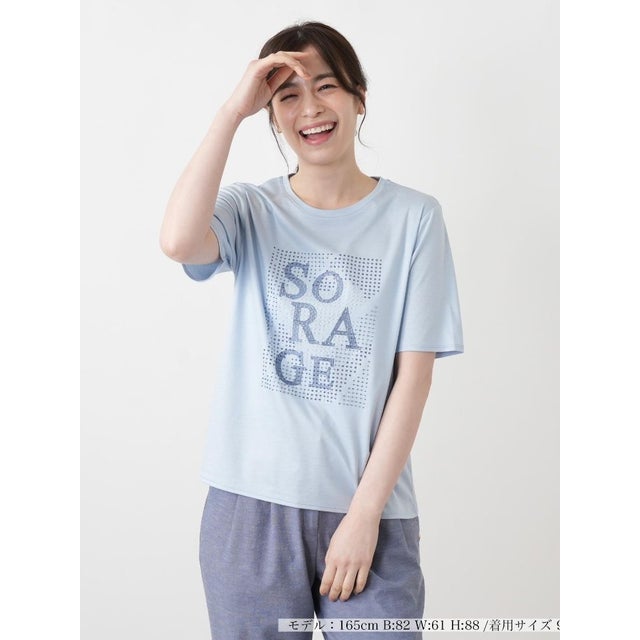 スパングル＆ビーズ刺繍Tシャツ （スカイブルー）