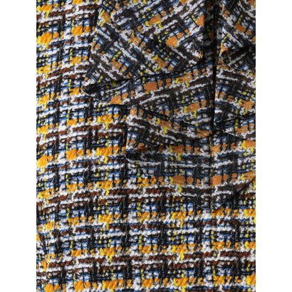 ツイードニット風ラッフルタイワンピース【Leilian WHITE LABEL】 （マスタード）｜詳細画像