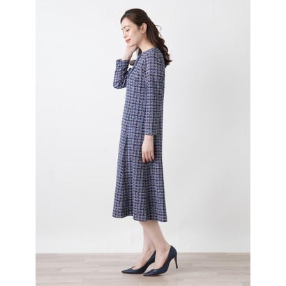 ツイードニット風ラッフルタイワンピース【Leilian WHITE LABEL】 （マスタード）｜詳細画像