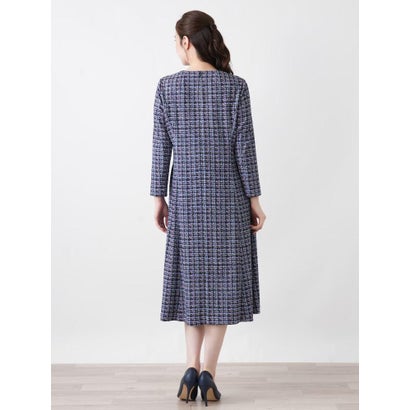 ツイードニット風ラッフルタイワンピース【Leilian WHITE LABEL】 （マスタード）｜詳細画像