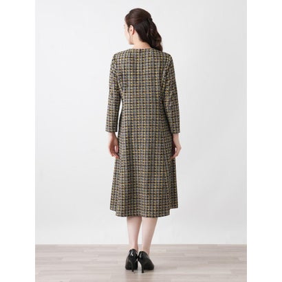 ツイードニット風ラッフルタイワンピース【Leilian WHITE LABEL】 （マスタード）｜詳細画像