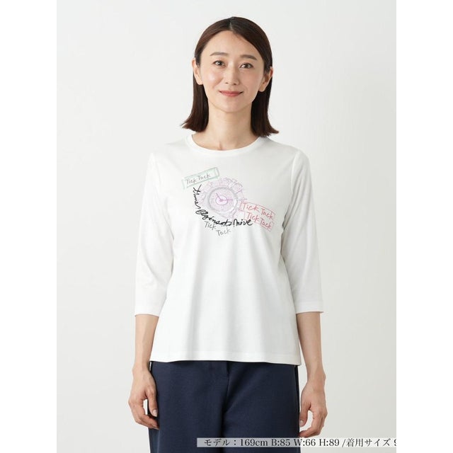 刺繍プリントカットソー （アイボリー）