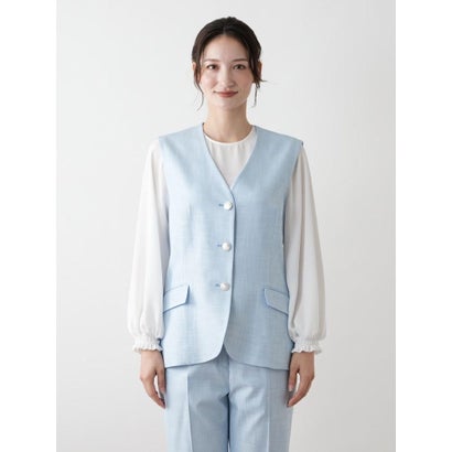 レリアン Leilian Vネックベスト【ROCHAS Premiere】 （サックスブルー）｜詳細画像