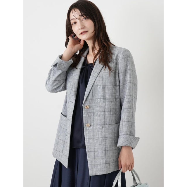 ウィンドーペンテーラードジャケット【ROCHAS Premiere】 （ブルー系）