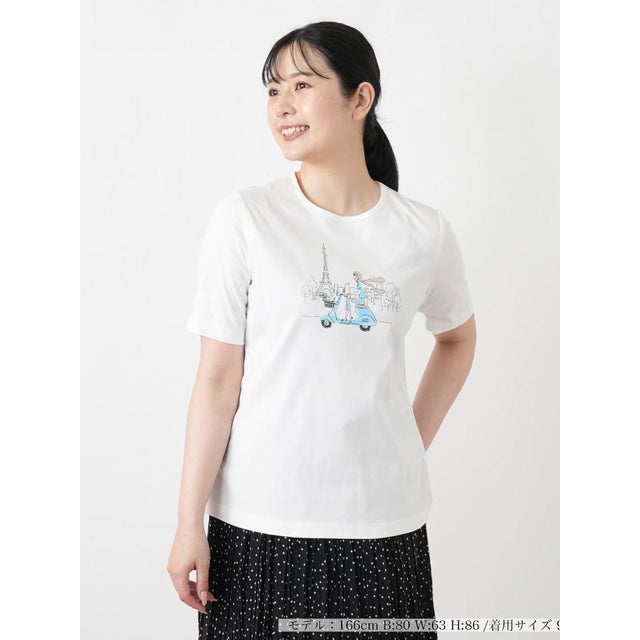 スクーターイラストTシャツ （アイボリー）