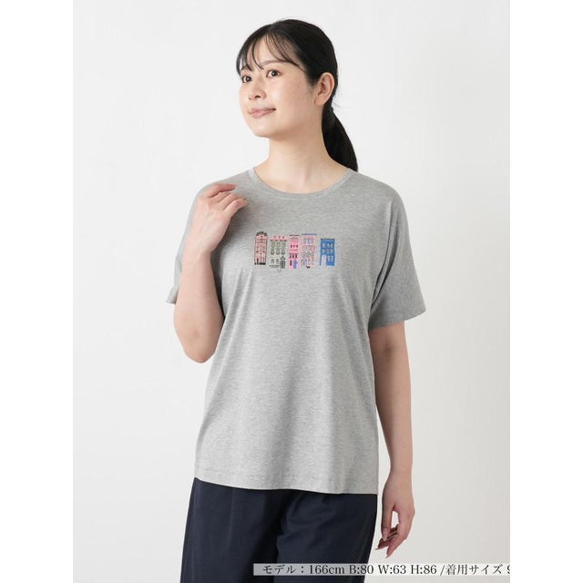 プリントクルーネックTシャツ （ライトグレー）