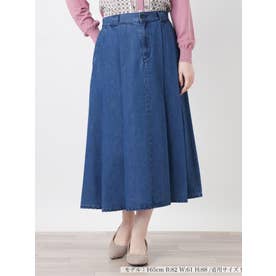 パネル切替デニムスカート【L JEANS】 （ロイヤルブルー）