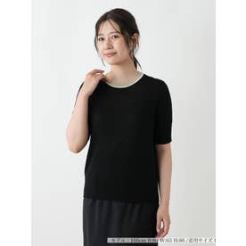 配色クルーネックニット （ブラック）