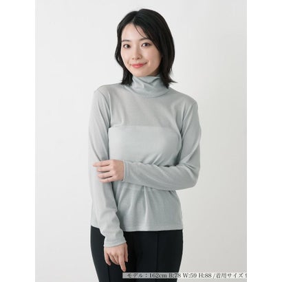 シルク混ハイネックカットソー （ライトグレー）｜詳細画像
