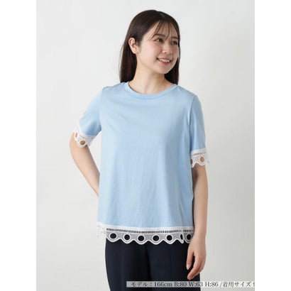 カットワークレースTシャツ-BLUBIANCO （スカイブルー）｜詳細画像