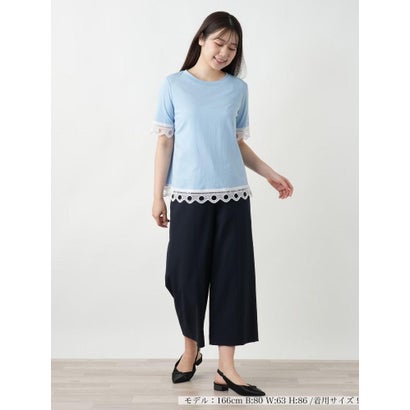 カットワークレースTシャツ-BLUBIANCO （スカイブルー）｜詳細画像