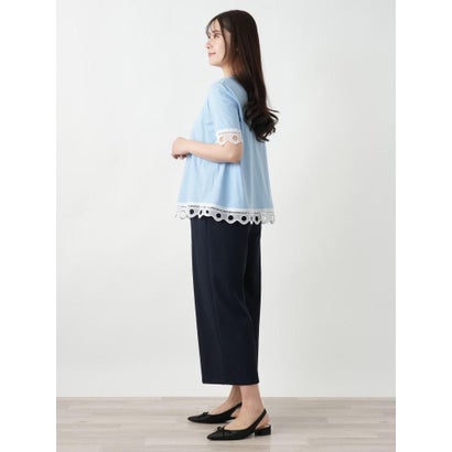 カットワークレースTシャツ-BLUBIANCO （スカイブルー）｜詳細画像