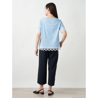 カットワークレースTシャツ-BLUBIANCO （スカイブルー）｜詳細画像