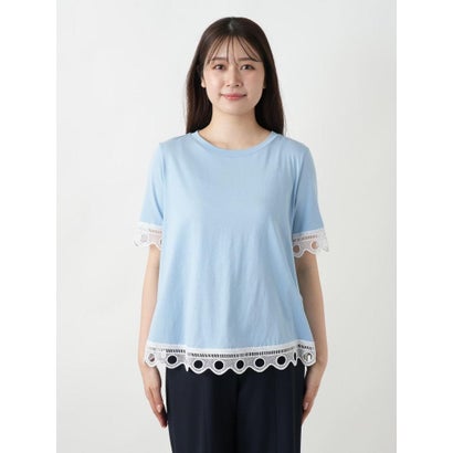 カットワークレースTシャツ-BLUBIANCO （スカイブルー）｜詳細画像